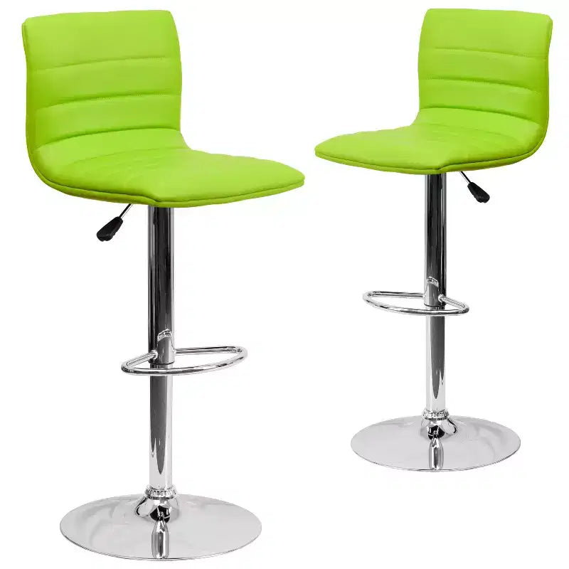 Tabouret de bar moderne en vinyle à hauteur réglable avec dossier à surpiqûres horizontales,