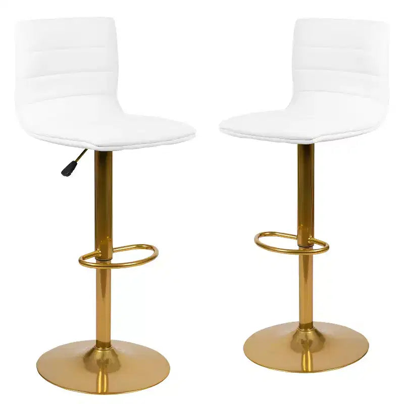 Tabouret de bar moderne en vinyle à hauteur réglable avec dossier à surpiqûres horizontales,