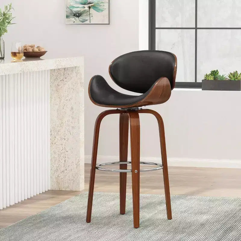 Tabouret de bar pivotant rembourré de style moderne du milieu du siècle