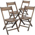 Emma and Oliver Slatted Wood Folding Wedding Chair - Event Chair - Antique Black, Set of 4