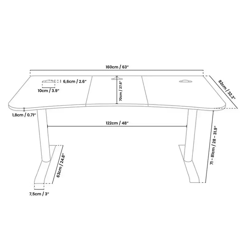 Tapis de souris lavable pour bureau de jeu incurvé ultralarge et 3 découpes personnalisées pour support d'écran avec gestion des câbles