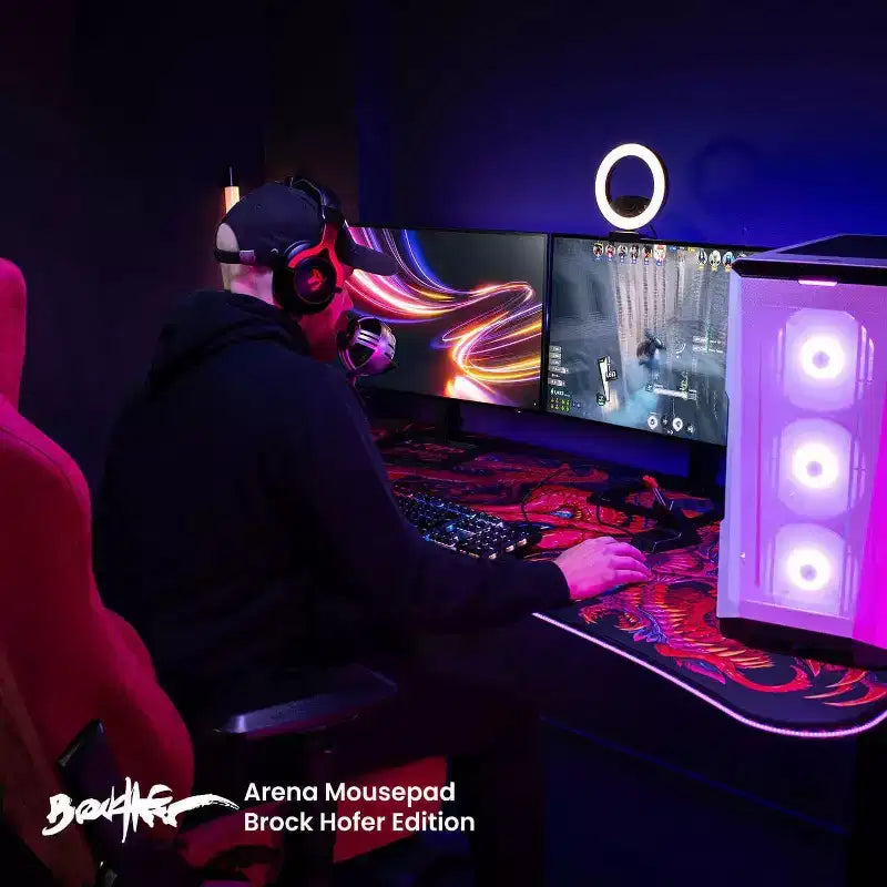 Tapis de souris lavable pour bureau de jeu incurvé ultralarge et 3 découpes personnalisées pour support d'écran avec gestion des câbles